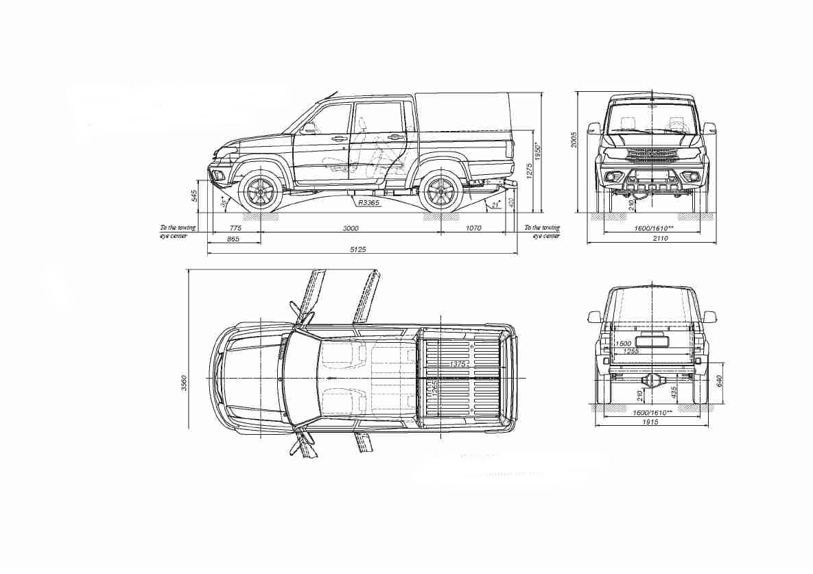 Уазик схема. УАЗ-23632 UAZ Pickup габариты. Габариты УАЗ Патриот пикап 2020. УАЗ Pickup 23632 габариты. УАЗ-23632 UAZ Pickup размер кузова.