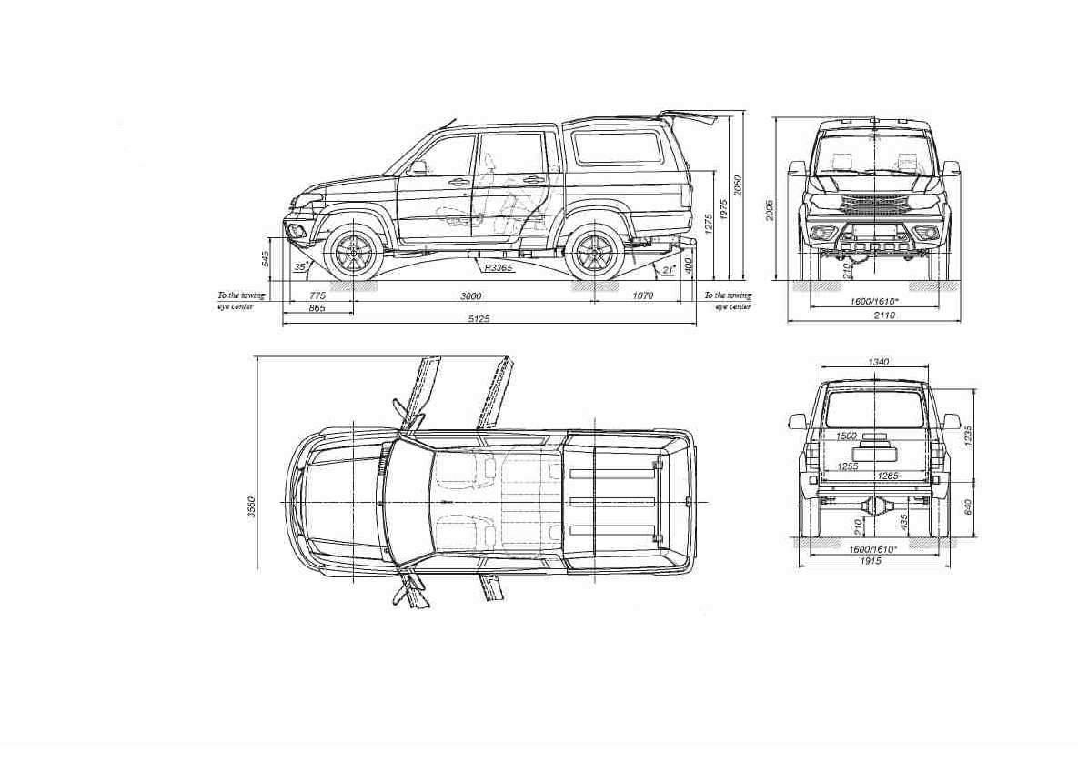 Уазик объем. УАЗ-23632 UAZ Pickup габариты. УАЗ 3163 UAZ Patriot габариты. Габариты УАЗ Патриот пикап 2012. Габариты УАЗ Патриот 4х4.